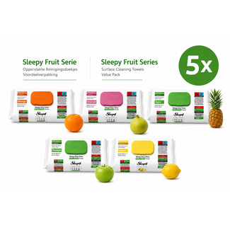 Sleepy Sleepy Easy Clean Fruit Series 5er-Set – 5 x 100 Oberflächenreinigungstücher – 500 Stück