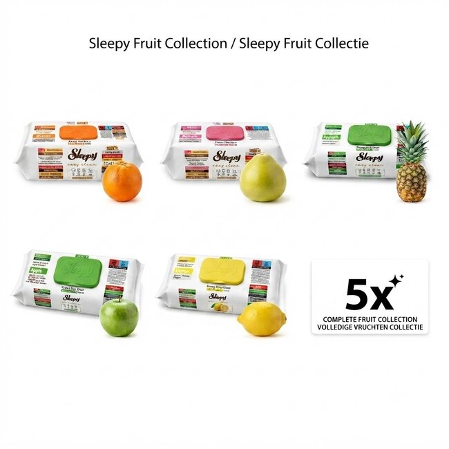 Sleepy Easy Clean Fruit Series 5-Pack – 5 x 100 Oppervlaktereinigingsdoekjes – 500 Stuks