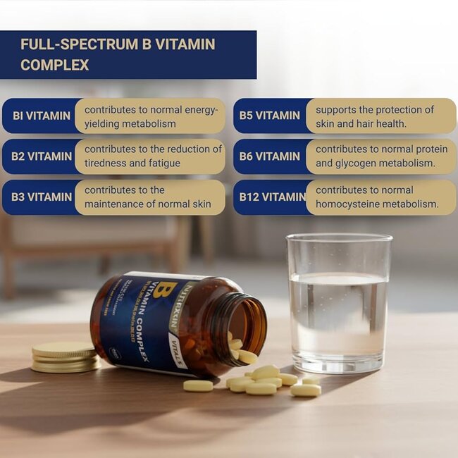 Nutraxin   Complexe de Vitamines B 60 Comprimés – Énergie, Système Nerveux et Métabolisme