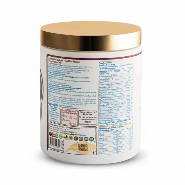 Kiperin Purple Collagen Peptides 576 g – Collagène Types 1, 2, 3, 5 & 10, Peptides de Collagène Doublement Hydrolysés, 18 Acides Aminés, Technologie Liposomale & Anthocyanes