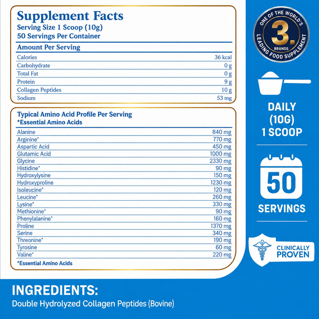 Kiperin Poudre de Collagène Complément Alimentaire avec des Peptides de Collagène | 500 g