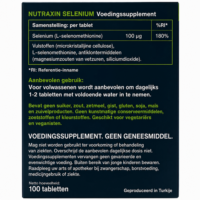Nutraxin   Selenium 100 µg 100 Tabletten – Mit L-Selenomethionin