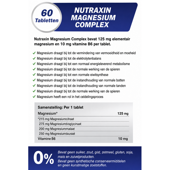 Nutraxin   Magnesium Complex + Vitamin B6 60 Tabletten
