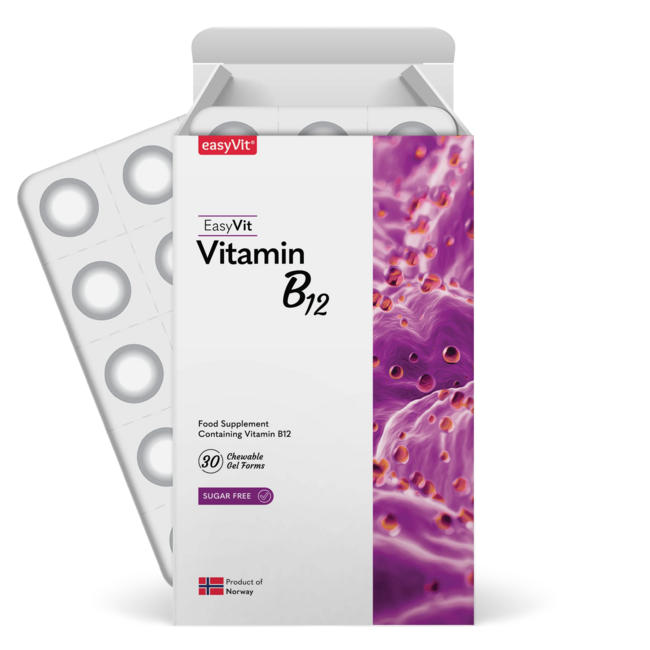 EasyVit-EasyFishOil Vitamine B12 voor Volwassenen – 30 Kauwbare easyChews | Voedingssupplement met Vitamine B12