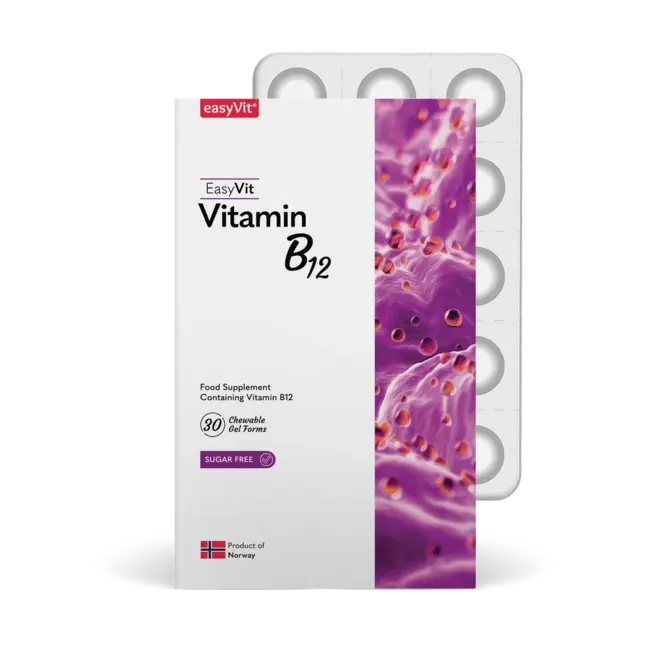 EasyVit-EasyFishOil Vitamine B12 voor Volwassenen – 30 Kauwbare easyChews | Voedingssupplement met Vitamine B12