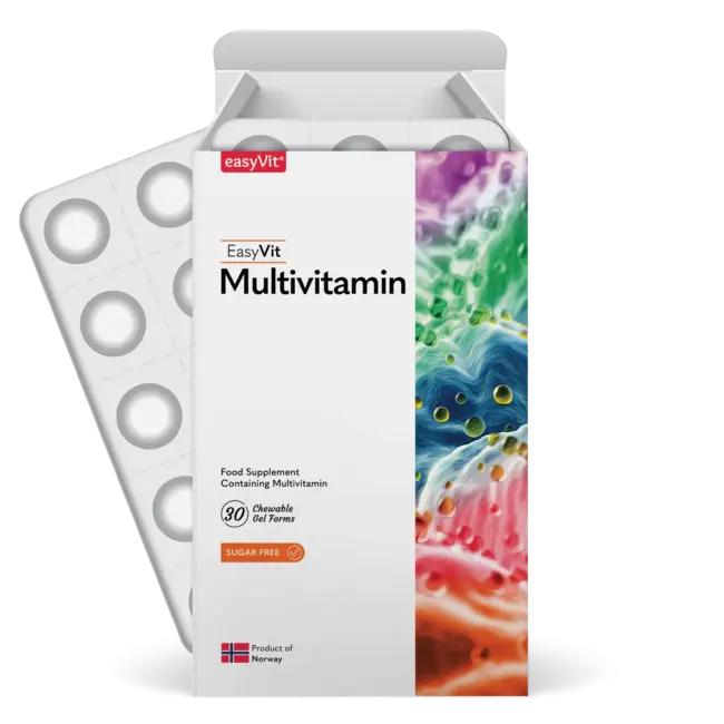 EasyVit-EasyFishOil Multivitamine Voor Volwassenen – Kauwbare easyChews met Vitamine A, C, D, E, B-Vitaminen, Foliumzuur & Biotine