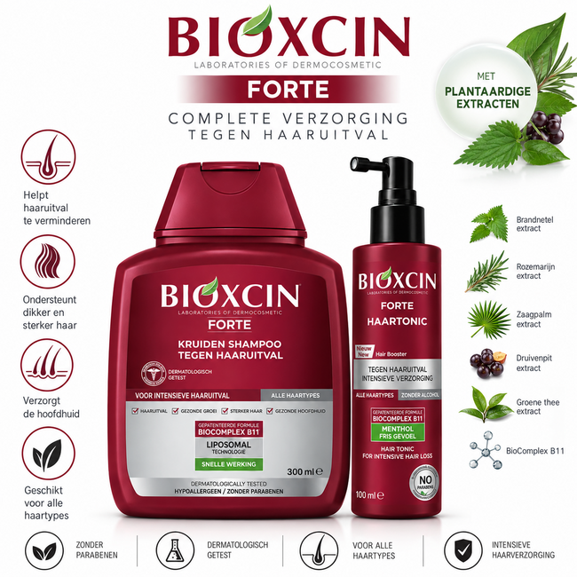 Bioxcin Forte Şampuan 300 ml + Forte Saç Toniği 100 ml – Yoğun Saç Dökülmesine Karşı Saç ve Saç Derisi Bakım Seti – Tüm Saç Tipleri
