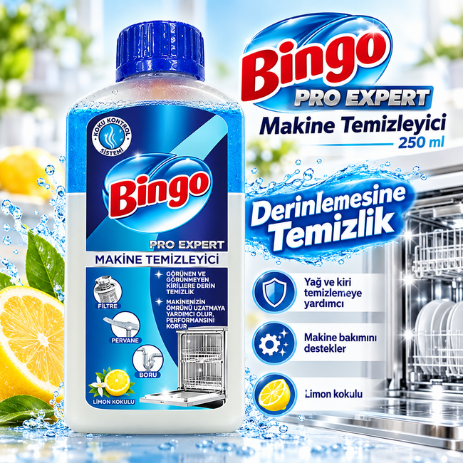 Bingo Pro Expert Vaatwasmachinereiniger 250 ml – Tegen Vet, Vuil en Kalkaanslag