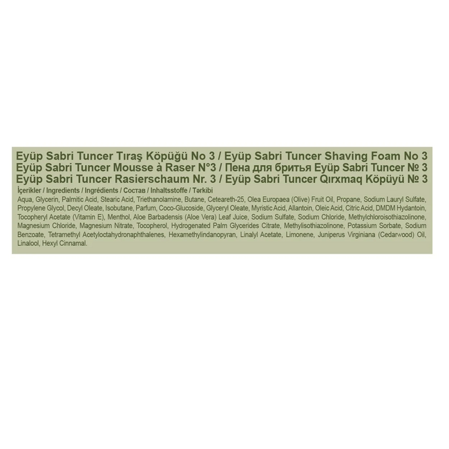 Eyup  Sabri Tuncer No.3 Rasierschaum 200 ml | Aloe Vera, Vitamin E & Menthol