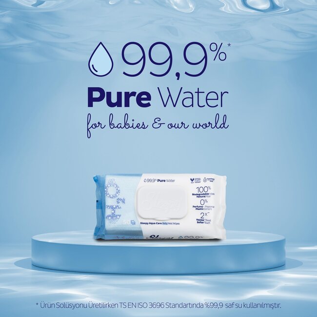 Sleepy Aqua Care H2O Vochtige Babydoekjes 50 Stuks | 99,9% Zuiver Water