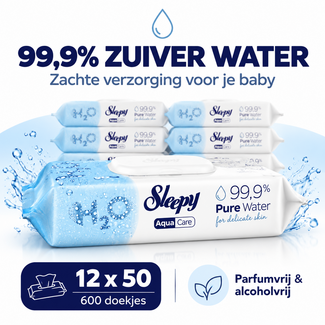 Sleepy Sleepy Aqua Care H2O Babydoekjes 12x50 Stuks | 99,9% Water - Copy