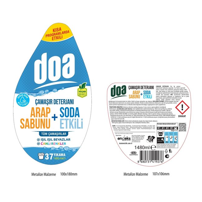 doa Vloeibaar Wasmiddel met Groene Zeep & Soda 1480 ml – Witte en Bonte Was
