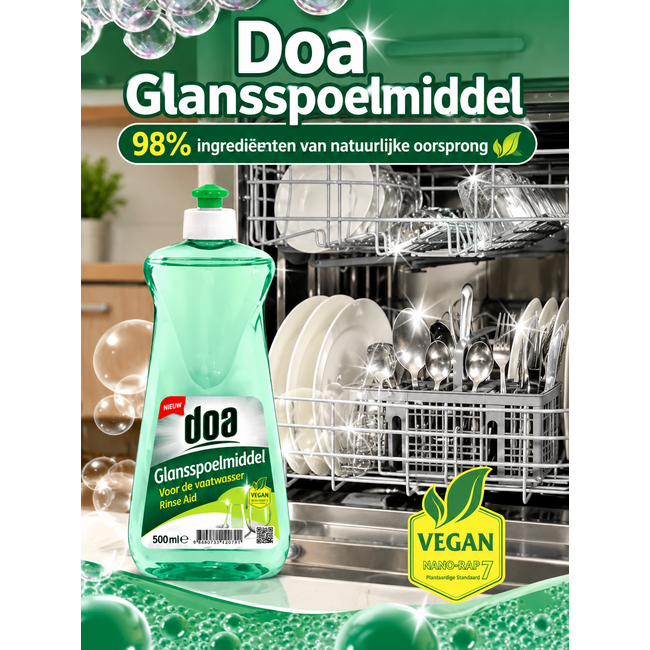 doa Vaatwasmachineglansspoelmiddel 500 ml – Tegen Watervlekken, Glanzende Vaat & Betere Droging