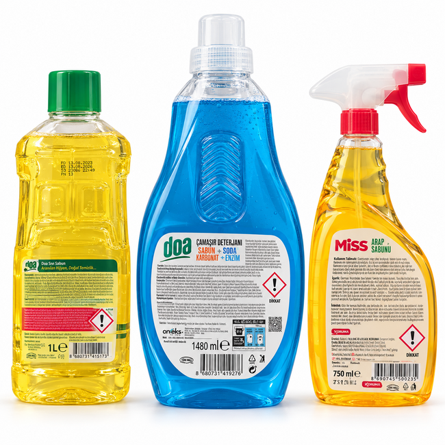 doa Pack de Limpieza con Jabón Blando de 3 Piezas – Spray Limpiador, Jabón Blando Líquido y Detergente con Acción de Soda – 3230 ml