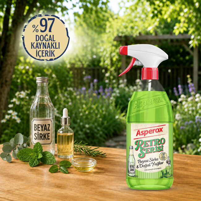 Asperox Retro White Vinegar & Natural Oils Multi-Purpose Cleaning Spray 1 L – Mint Scent