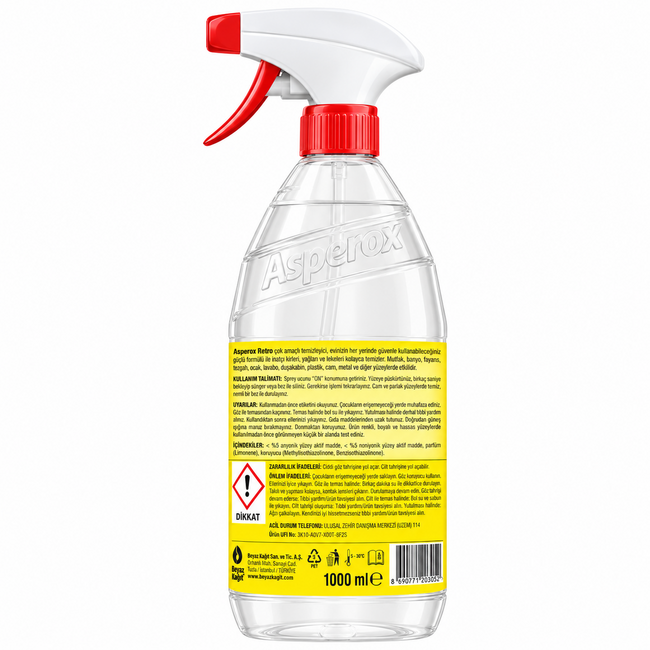 Asperox  Retro Witte Azijn & Citroenzuur Ontkalkende Reinigingsspray 1 L – Bergamotgeur