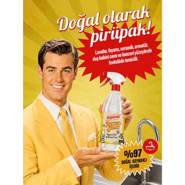 Asperox  Retro Witte Azijn & Citroenzuur Ontkalkende Reinigingsspray 1 L – Bergamotgeur