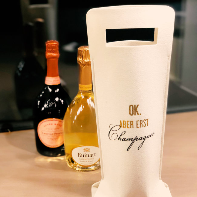 Filztasche Creme für Champagner - Geschenkstasche