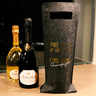 Filztasche Anthrazitgrau für Champagner - Geschenkstasche