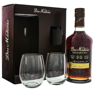Dos Maderas / Zentralamerika, Guyana Dos Maderas PX 5+5 Triple Aged Rum Set mit 2 Gläsern 0,7 l 40 % vol