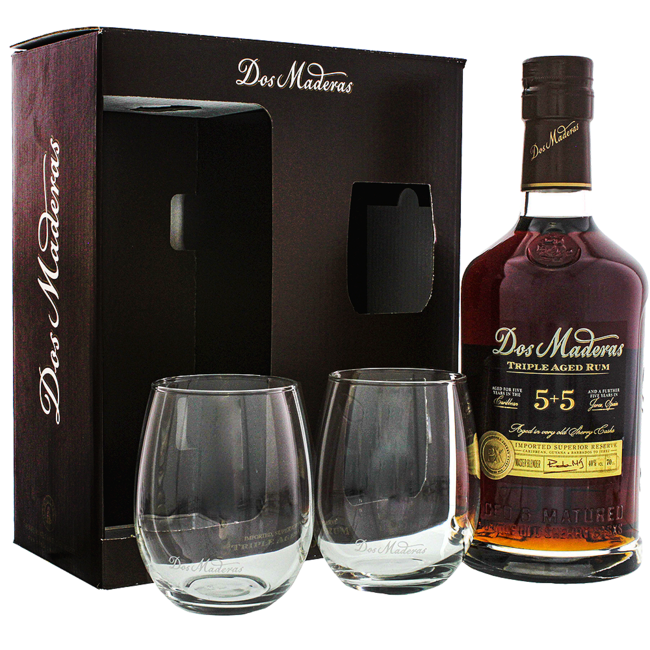 PX 5 + 5 Triple Aged Rum Set mit 2 Gläser 0.7 l 40% vol