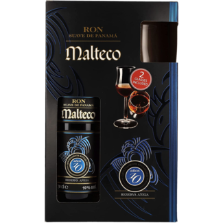 Malteco Distillery / Panama Malteco 10 Years Old Rum Set mit 2 Gläser 0.7 l 40% vol