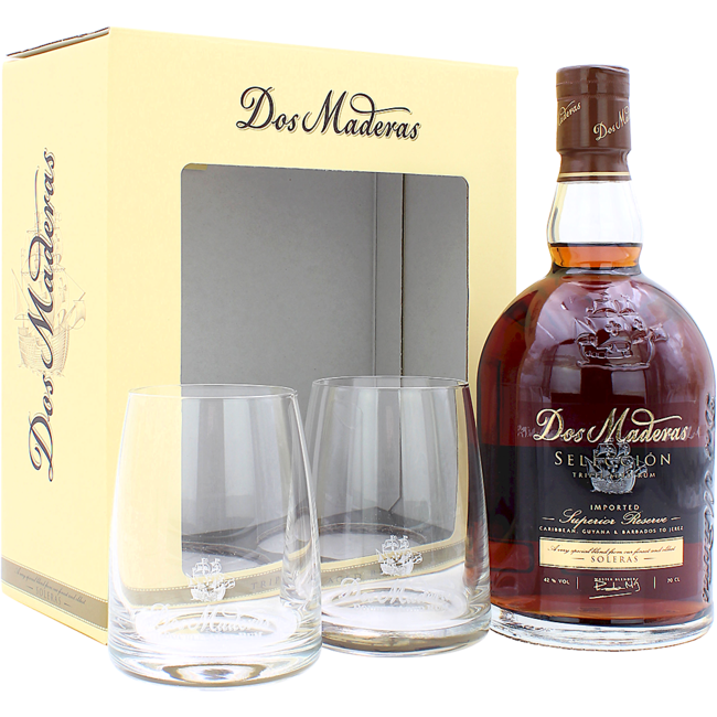 Dos Maderas Seleccion Rum Set mit 2 Gläser 0.7 l 42% vol