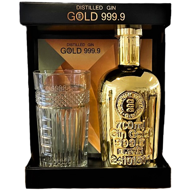 Gold 999.9 Gin Finest Blend Set mit Glas 0.7 l 40% vol