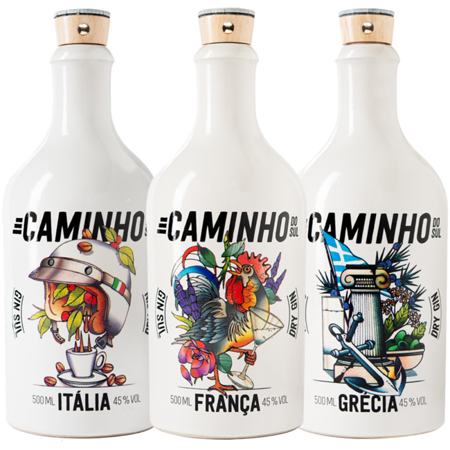 Gin Sul Caminho do Sul Edition 2021 (Italia, Franca, Grecia) 3x 0.5 l 45% vol