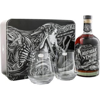 Albert Michler Distillery / Zentralamerika, Dom. Republik Austrian Empire Navy Reserva 1863 Gift Tin Set mit 2 Gläser Rum Based Spirit 0.7 l 40% vol