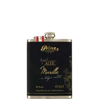 Feinbrennerei Prinz / Österreich, Vorarlberg, Hörbranz Prinz Alte Marille Brand im Edelstahl Flachmann 0.2 l 41% vol