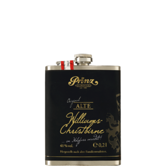 Feinbrennerei Prinz / Österreich, Vorarlberg, Hörbranz Prinz Alte Williams-Christbirne Brand im Edelstahl Flachmann 0.2 l 41% vol