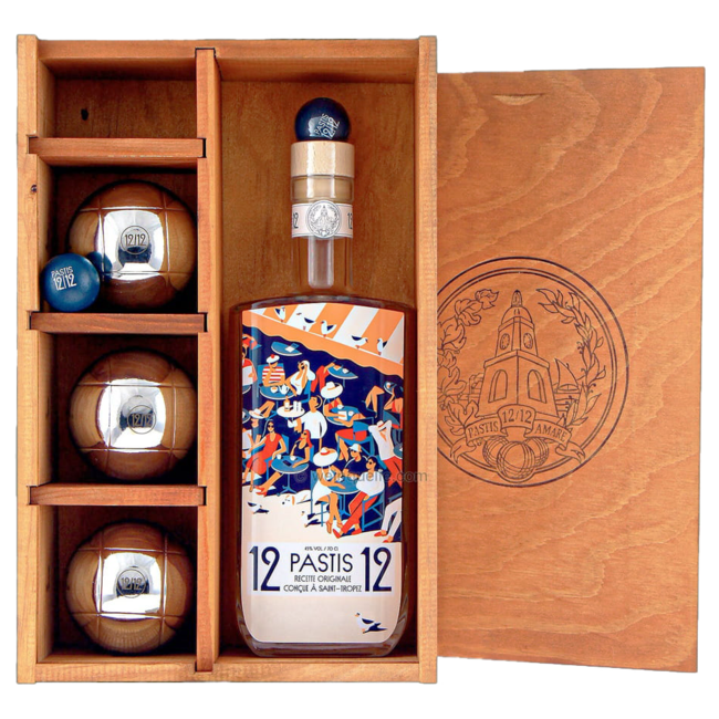 12/12 Pastis de Saint Tropez Set Petanque in Holzkiste  0.7 l 45 % vol