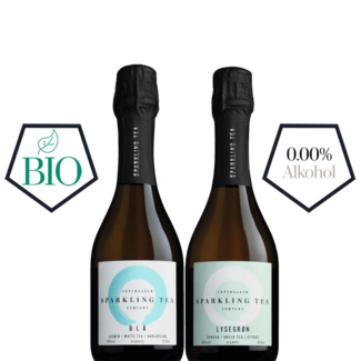 Sparkling Tea Copenhagen  / Dänemark, Kopenhagen Mix & Match Duo Set Sparkling Tea BLÅ und Lysegrøn alkoholfrei 2 x 0,375 l