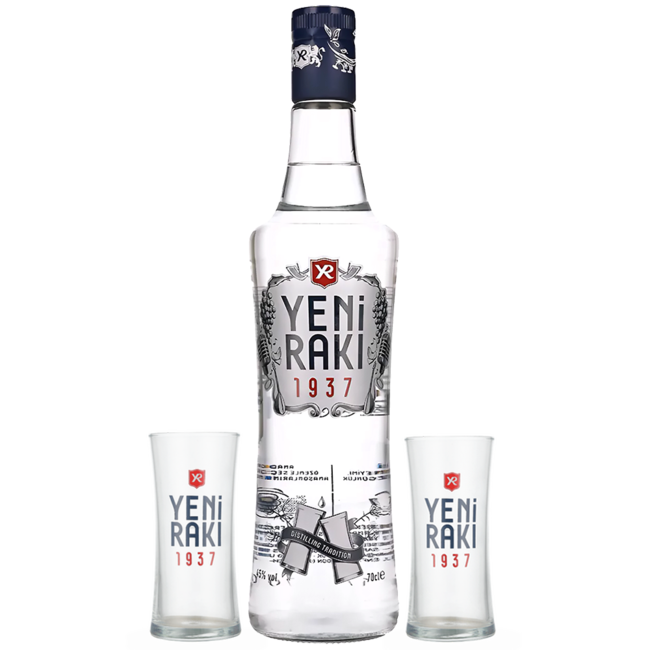 Yeni Raki 1937 Set mit 2 Gläsern 0.7 l 45% vol