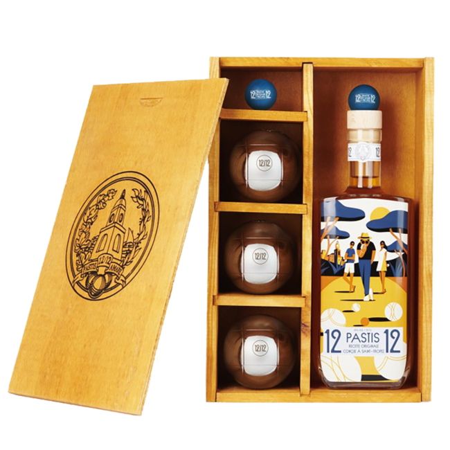 12/12 Pastis de Saint Tropez Set Petanque in Holzkiste  0.7 l 45 % vol