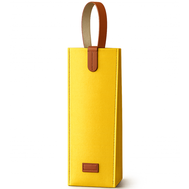 Gelbe Filz-Weintasche - stilvolle Geschenkverpackung 1er