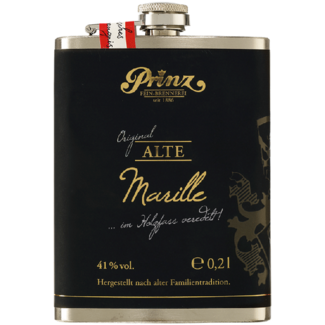 Feinbrennerei Prinz / Österreich, Vorarlberg, Hörbranz Alte Marille Brand im Edelstahl-Flachmann 0,2 l 41 % vol