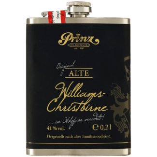 Feinbrennerei Prinz / Österreich, Vorarlberg, Hörbranz Alte Williams-Christbirne Brand im Edelstahl-Flachmann 0,2 l 41 % vol