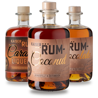 Feinbrennerei Prinz / Österreich, Vorarlberg, Hörbranz Prinz Kaiser Rum Likör Set 3 x 0,5 l 40 % vol