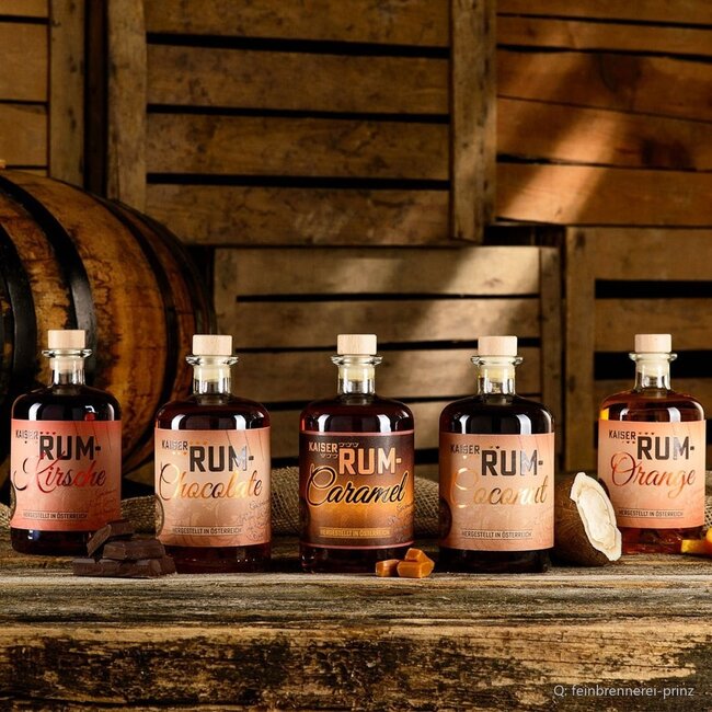 Prinz Kaiser Rum Likör Set Coconut, Orange und Kirsch 3 x 0,5 l 40 % vol