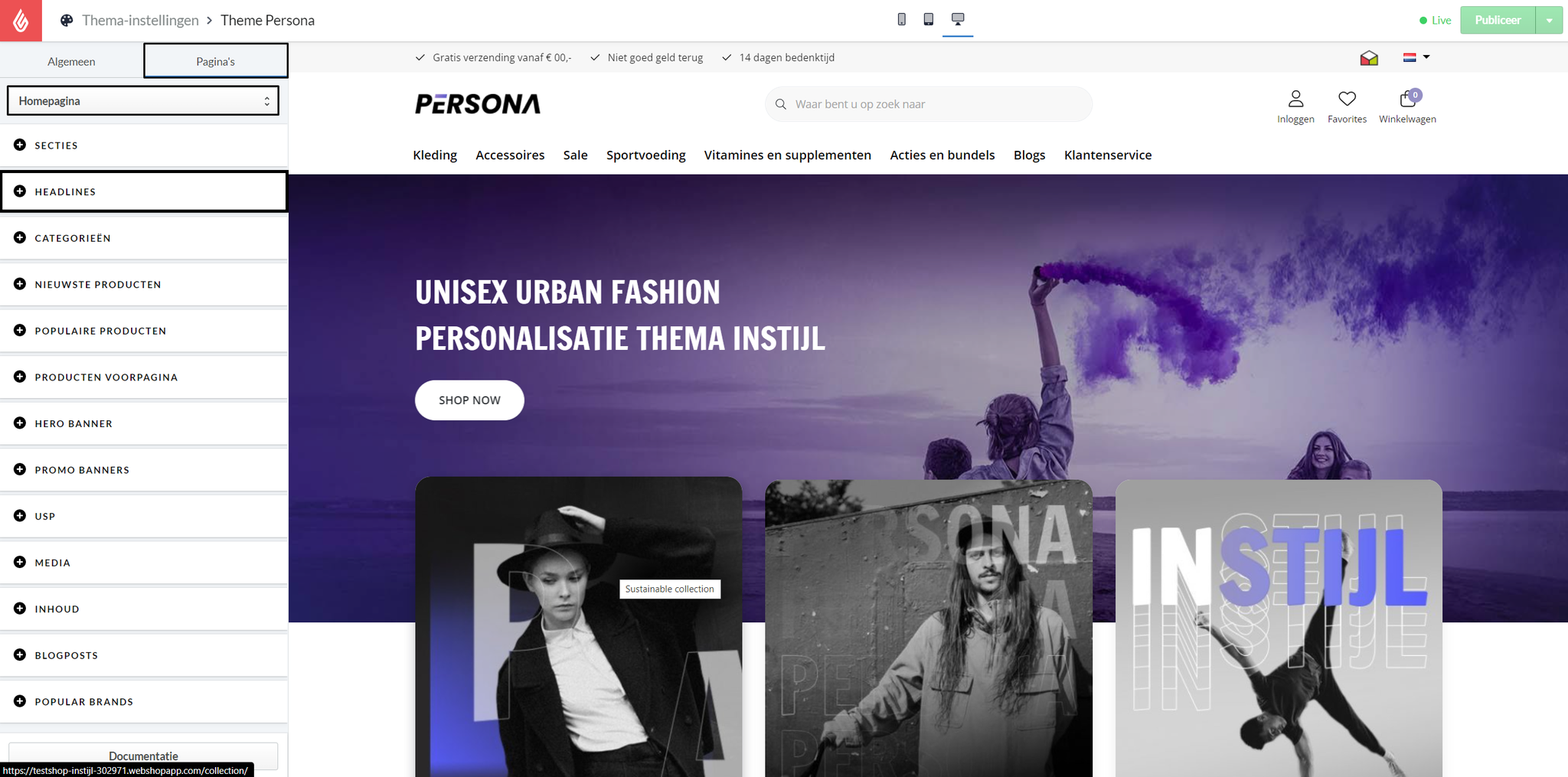 Theme Persona Homepage Headlines