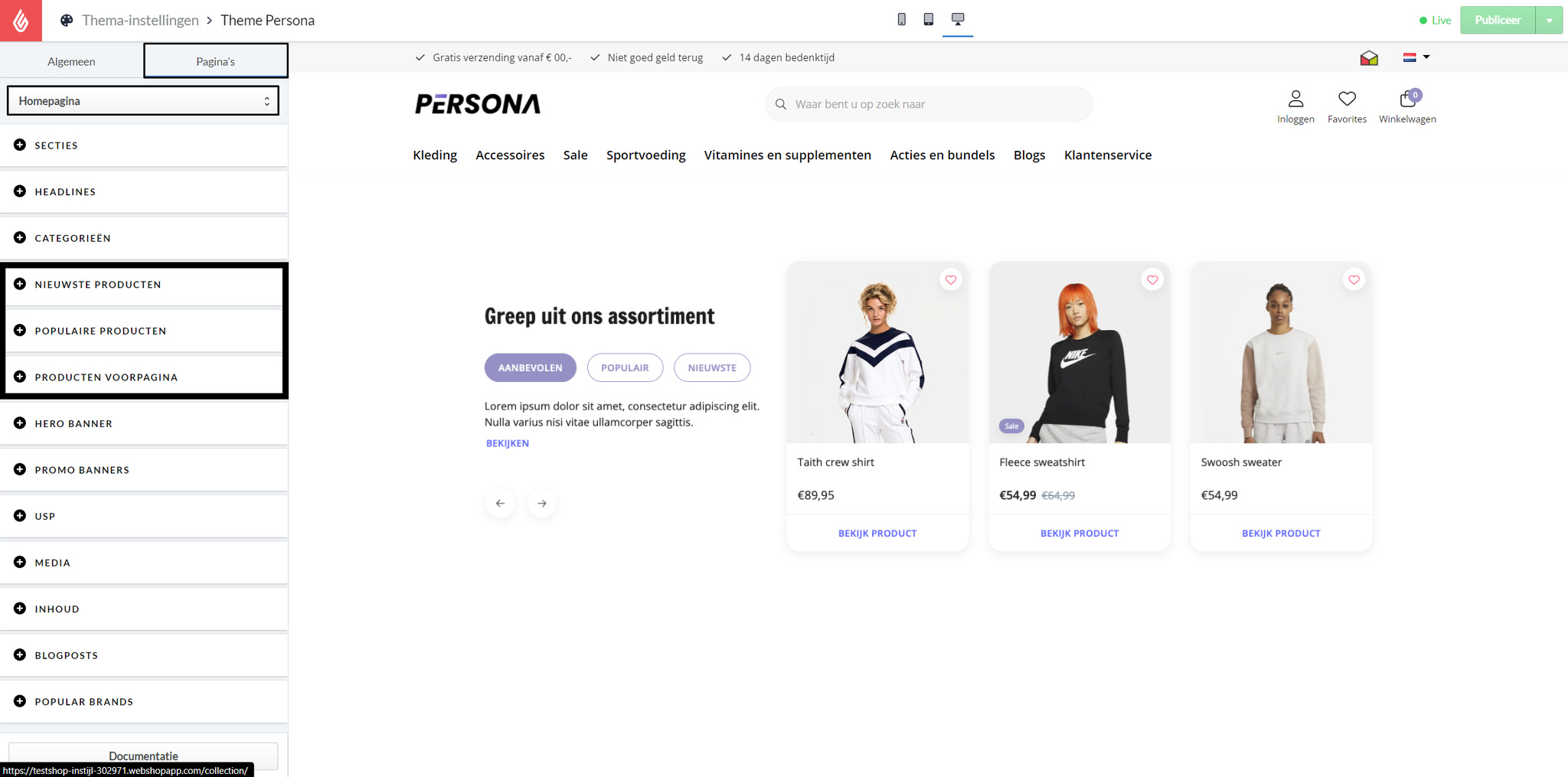 Theme Persona Homepage Products