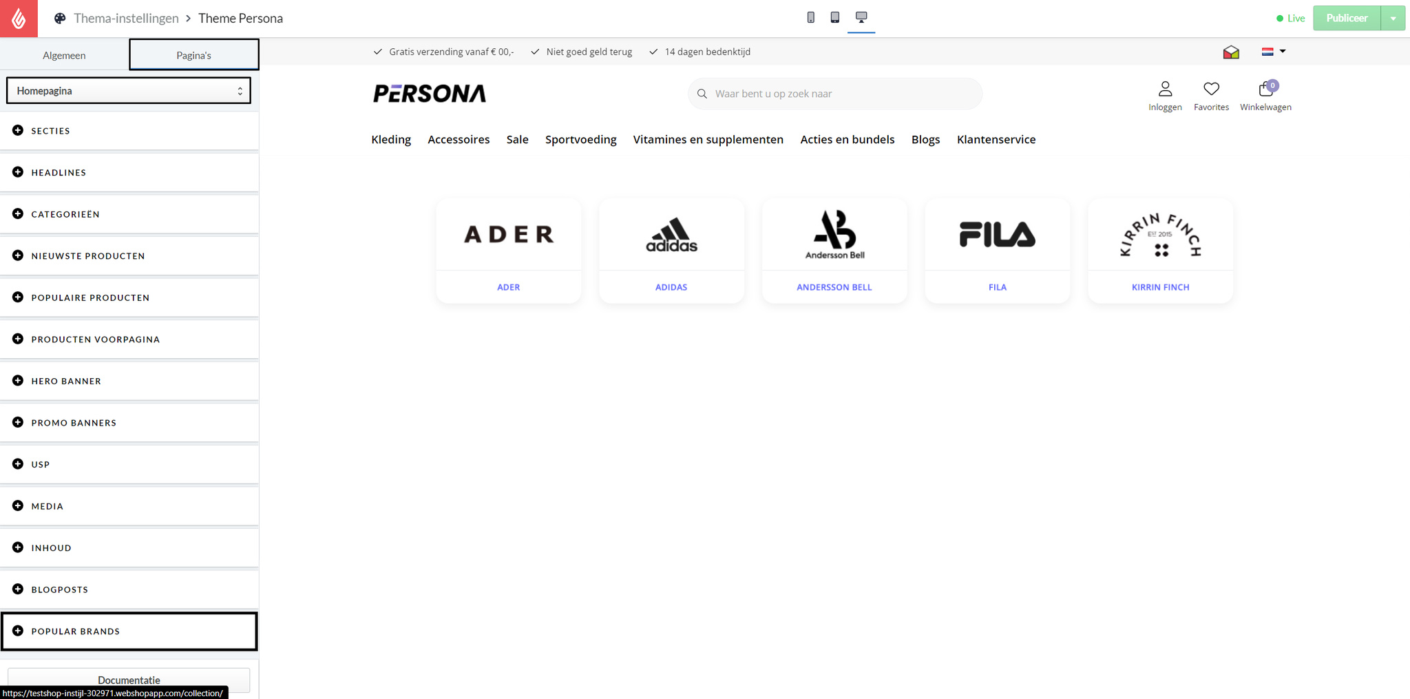 Theme Persona Homepage Brands