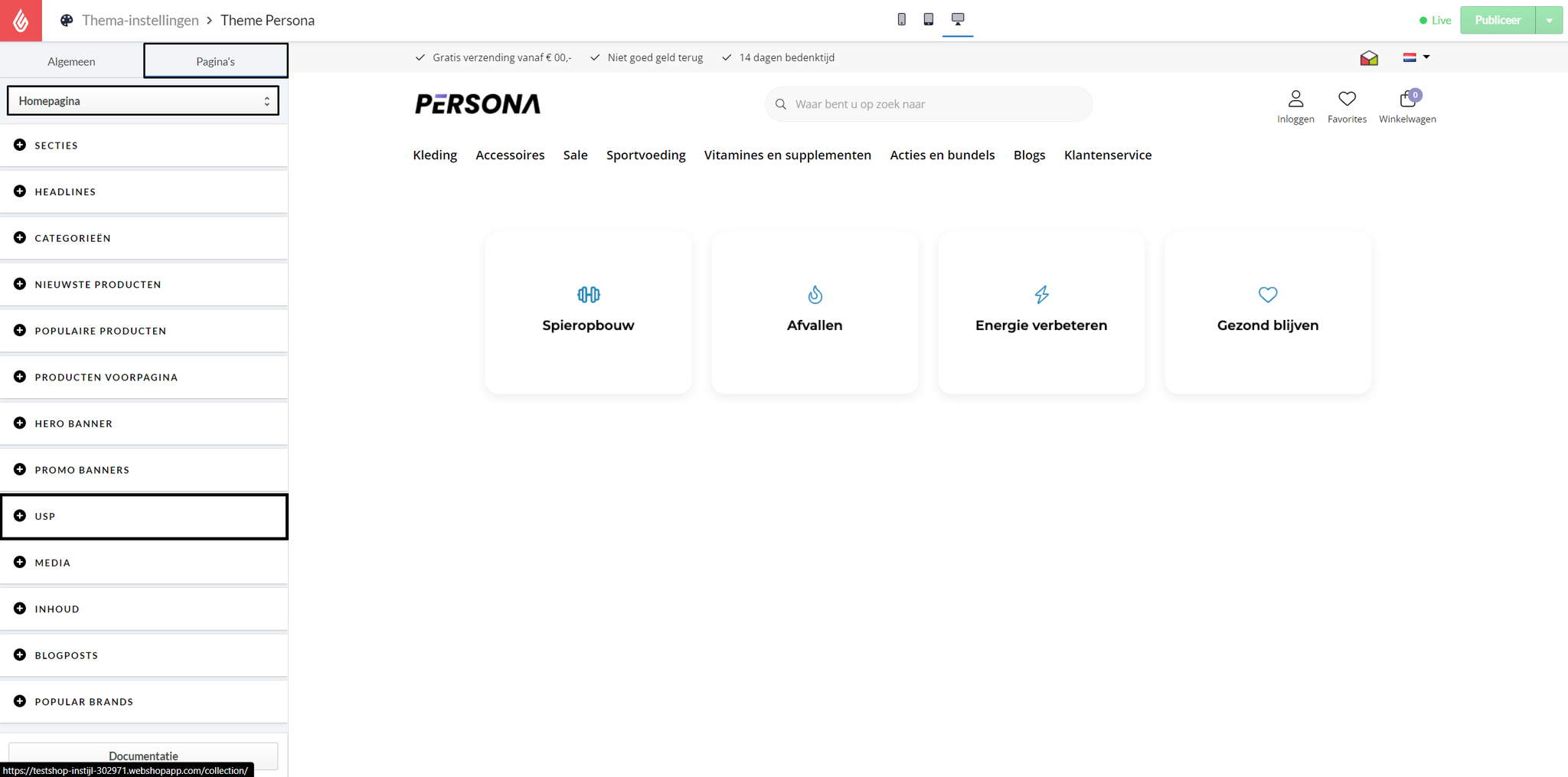 Theme Persona Homepage USP