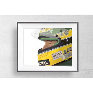 Ayrton Senna Print met houten lijst