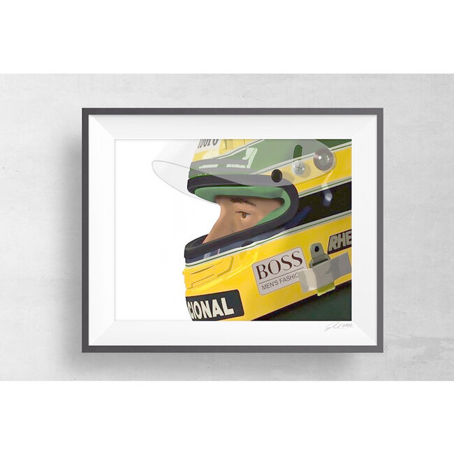 Ayrton Senna Print met houten lijst 63 x 43 cm