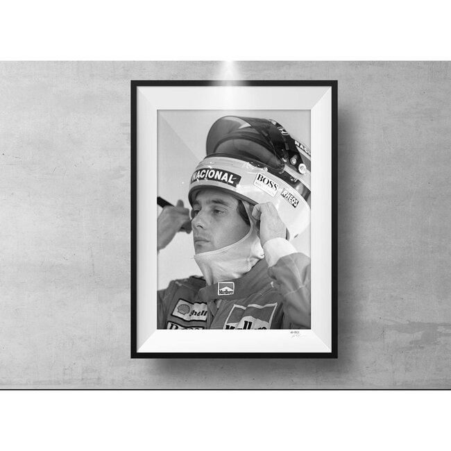 Ayrton Senna Print met houten lijst 63 x 43 cm