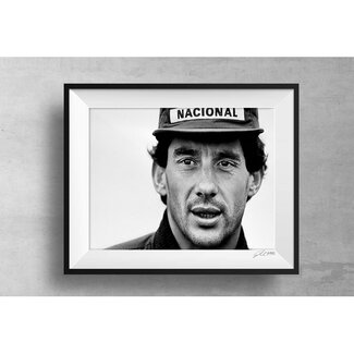 Ayrton Senna photo print with wooden frame