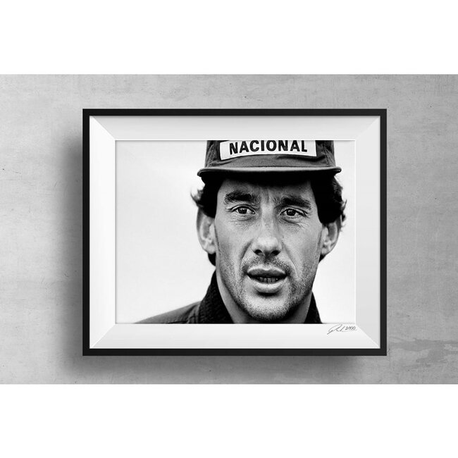 Ayrton Senna photo print with wooden frame 63 x 43 cm